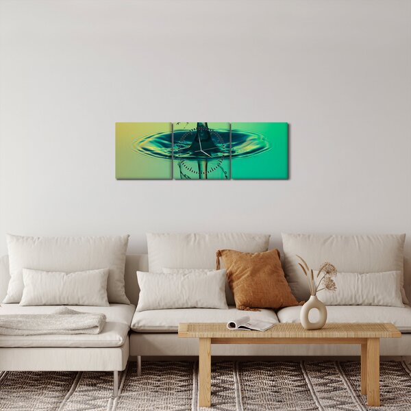 Obraz kapky vody (s hodinami) (90x30 cm)
