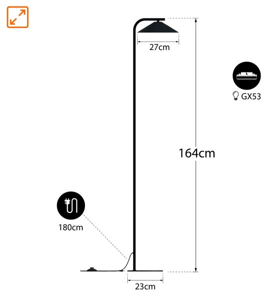 Béžová stojací lampa GX53, IP20