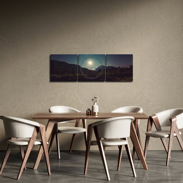 Obraz - noční obloha (s hodinami) (90x30 cm)