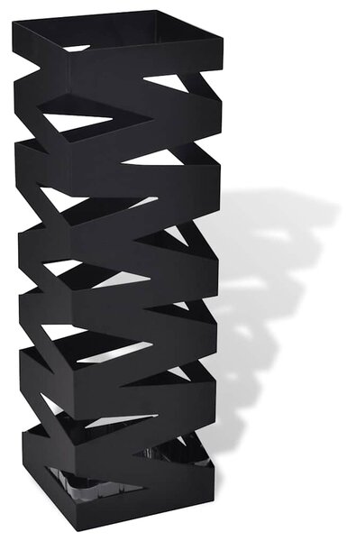 Černý hranatý stojan na deštníky a vycházkové hole, ocelový, 48,5 cm 242469