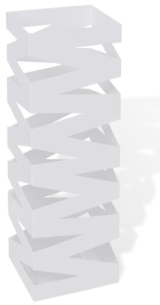 Bílý hranatý stojan na deštníky a vycházkové hole, ocelový, 48,5 cm 242468