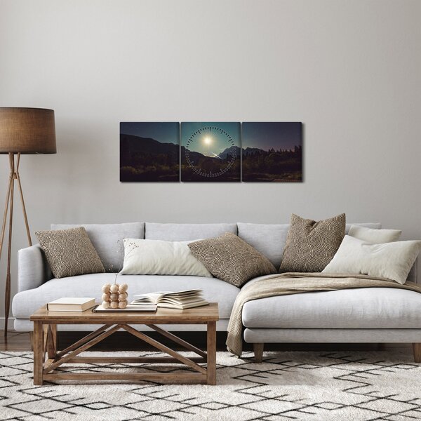 Obraz - noční obloha (s hodinami) (90x30 cm)