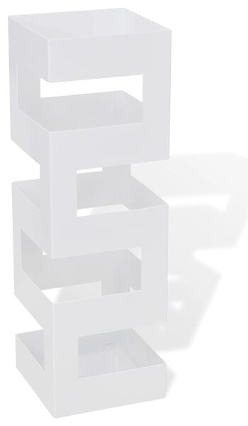 Bílý hranatý stojan na deštníky a vycházkové hole, ocelový, 48,5 cm 242470