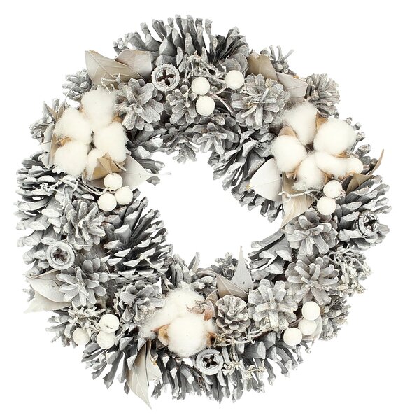 Věnec Winter Cone ⌀30cm silver