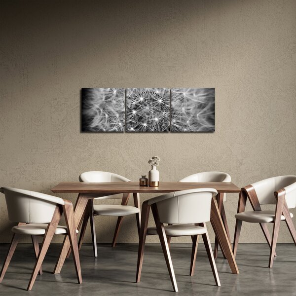 Obraz šedé pampelišky (s hodinami) (90x30 cm)