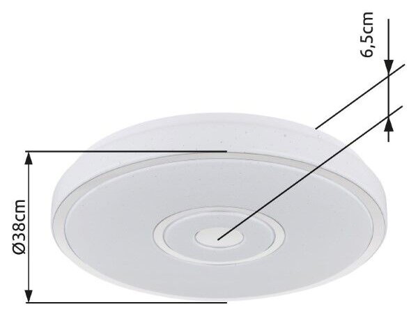 GLOBO 41264 ASTANIA stropní svítidlo D380mm LED 24W/1400lm 3000K bílá, starlight efekt