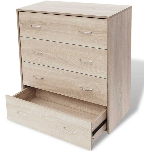 Příborník se 4 zásuvkami 60 x 30,5 x 71 cm barva dub 242544