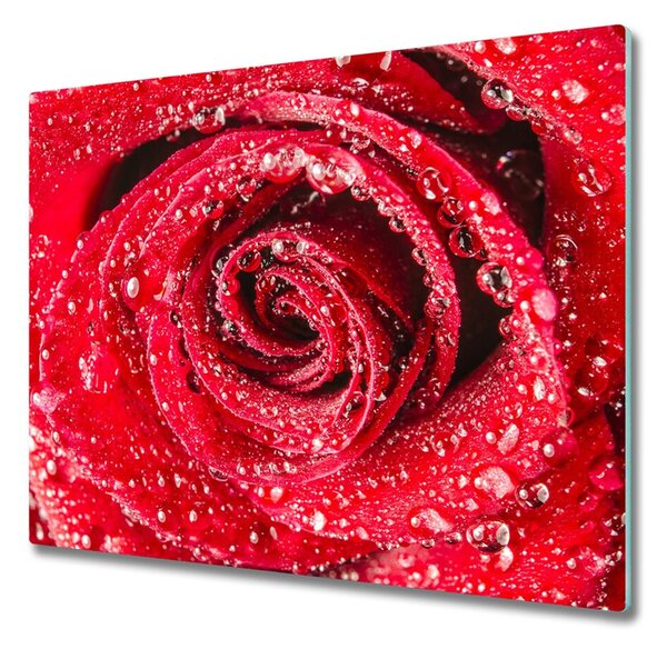 Skleněná krájecí deska Vodní kapky na růži 60x52 cm