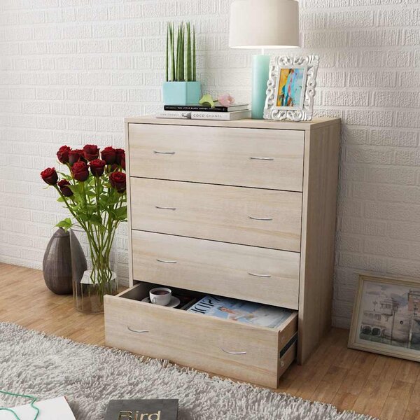 Příborník se 4 zásuvkami 60 x 30,5 x 71 cm barva dub 242544