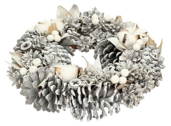 Věnec Winter Cone ⌀30cm silver