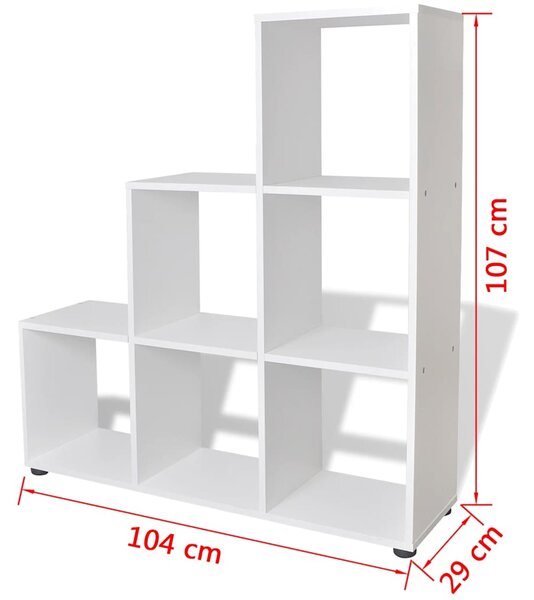Schodovitá knihovna / police k vystavování 107 cm bílá 242552