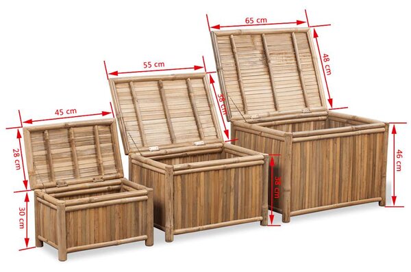 Úložné boxy 3 ks bambus 242495