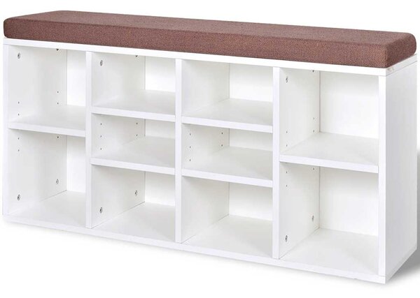 Lavice na boty 10 přihrádek bílá 242554