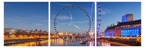 Obraz London Eye (s hodinami) (90x30 cm)