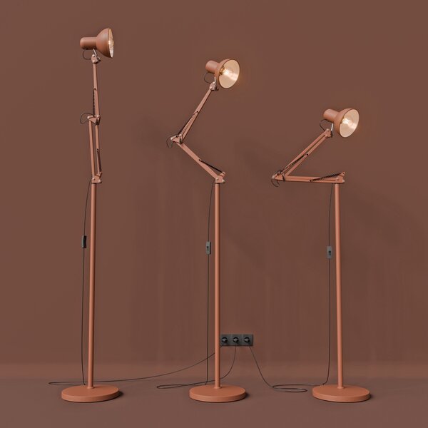 Červená stojací lampa E27 190 cm, nastavitelná