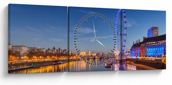 Obraz London Eye (s hodinami) (90x30 cm)