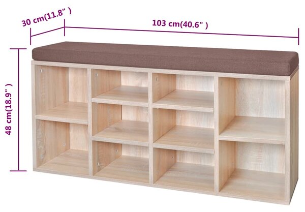 Lavice na boty 10 přihrádek odstín dubu 242555