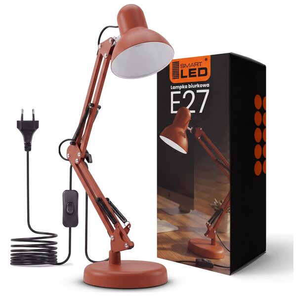 Červená stolní lampa E27, nastavitelná, IP20