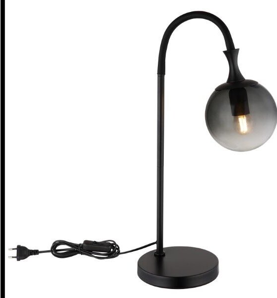 GLOBO 15885T DALTON stolní lampička V575mm 1xE27 černá, kouřová