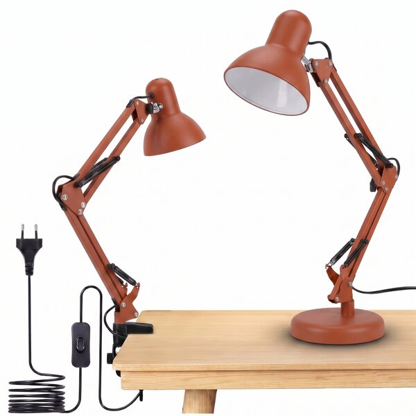 Červená stolní lampa E27, nastavitelná, IP20