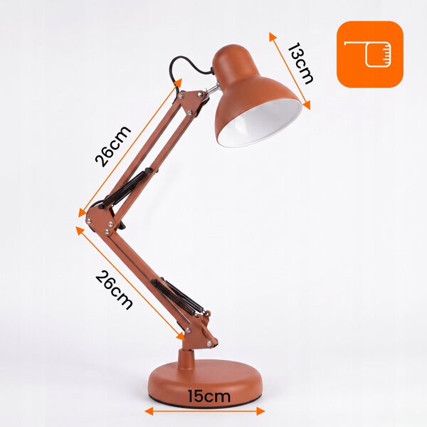 Červená stolní lampa E27, nastavitelná, IP20