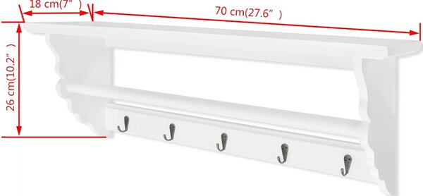 Věšák na kabáty MDF bílý, v barokním stylu 242644