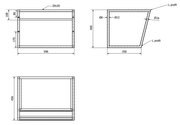 Sapho Sapho, SKA Konstrukce pod umyvadlo 600x400x460mm, bílá mat, s bílou MDF policí, SKA111