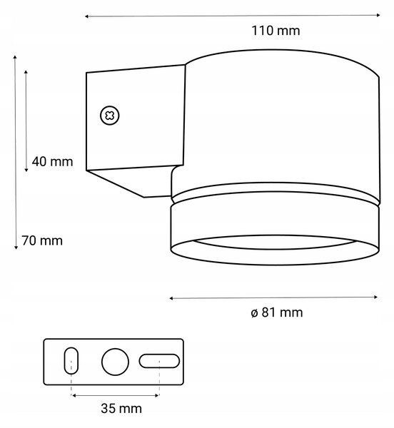 Bílé nástěnné svítidlo GX53, IP20, Ø 81 mm