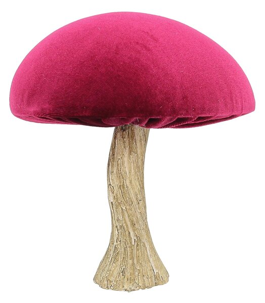 Dekorace Velvet Mushroom 17 cm ruby