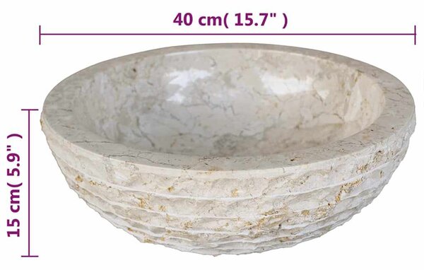 Umyvadlo mramorové 40 cm krémové 242673