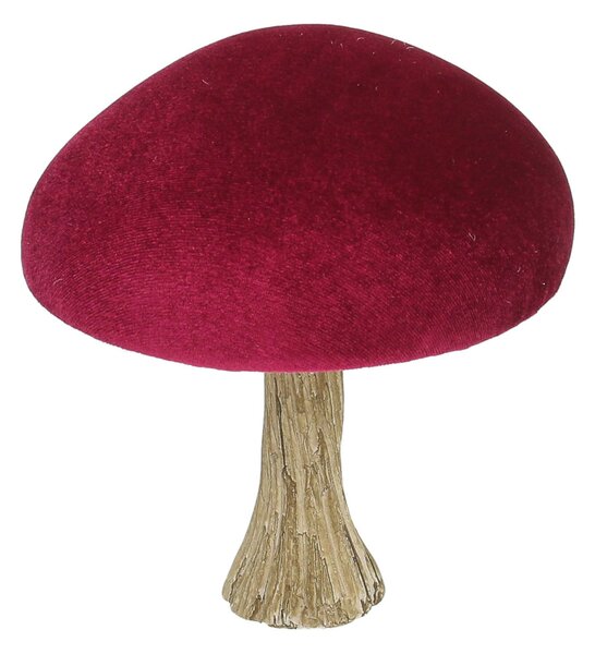 Dekorace Velvet Mushroom 17 cm ruby