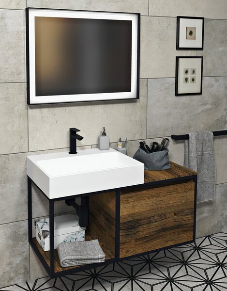 Sapho Sapho, SORT LED podsvícené zrcadlo 1000x700mm, černá mat, ST100