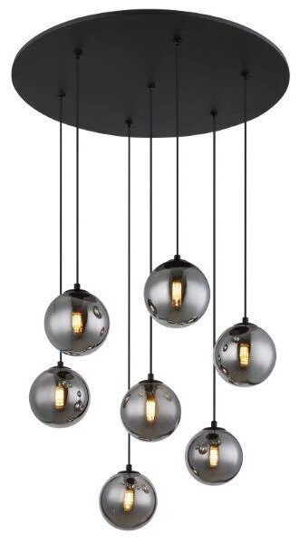 GLOBO 56133-7H RIHA závěsné svítidlo D550mm 7xG9 LED 3,5W/130lm 3000K černá matná, kouřová