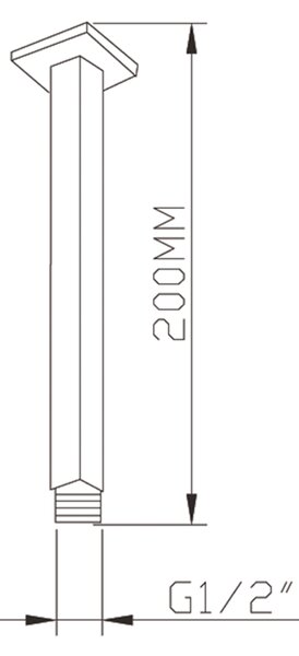 Sapho Sapho, Sprchové stropní ramínko, hranaté, 200mm, černá mat, 1205-07B