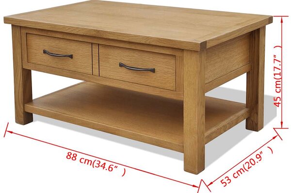 Konferenční stolek 88 x 53 x 45 cm masivní dubové dřevo 242745