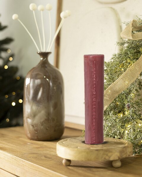 Advent candle burgundy 25 cm