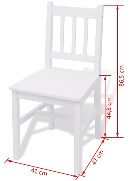 Pětidílný jídelní set z borového dřeva bílý 242957