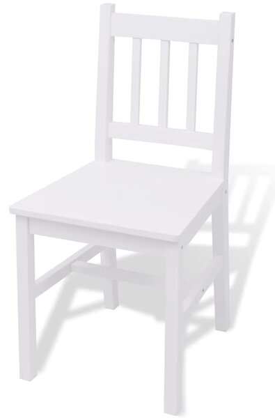 Pětidílný jídelní set z borového dřeva bílý 242957