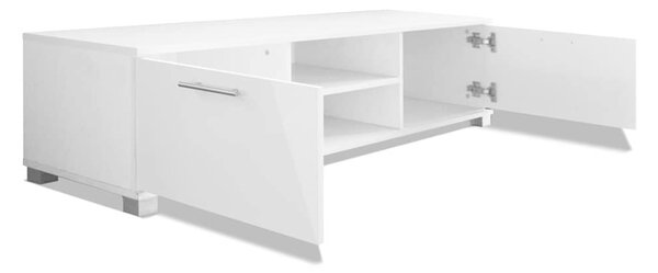 TV stolek bílý s vysokým leskem 120 x 40,5 x 35 cm 243041