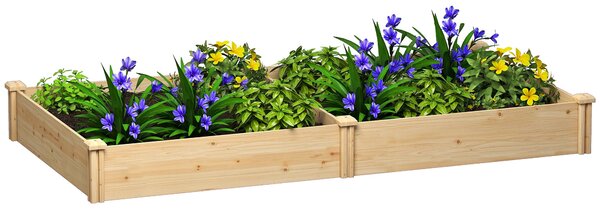 Outsunny dřevěný vyvýšený záhon – dělený květináč s otevřeným dnem, lze natřít, 235 × 121 × 26 cm | Aosom