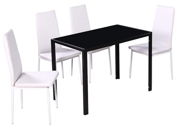 Pětidílný jídelní set černobílý 242989