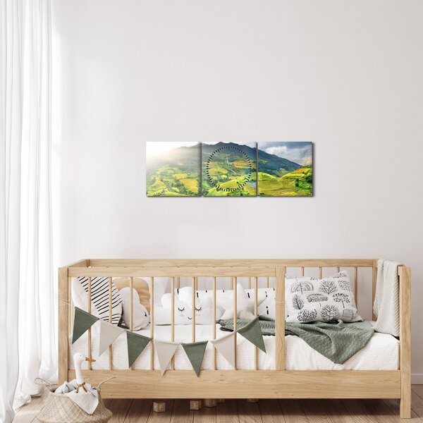 Obraz plantáže (s hodinami) (90x30 cm)