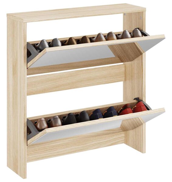 Botník dvoupatrový zrcadlo dub 63 x 17 x 67 cm 243045