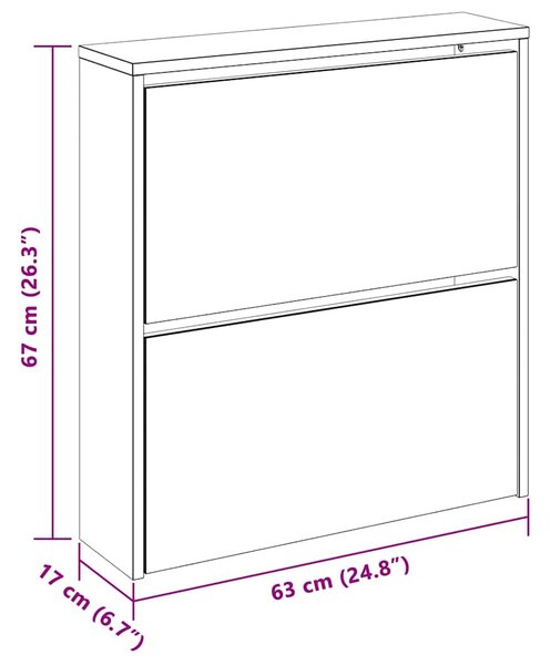 Botník dvoupatrový zrcadlo bílý 63 x 17 x 67 cm 243046