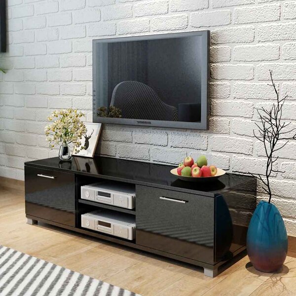 TV stolek černý s vysokým leskem 120 x 40,5 x 35 cm 243042