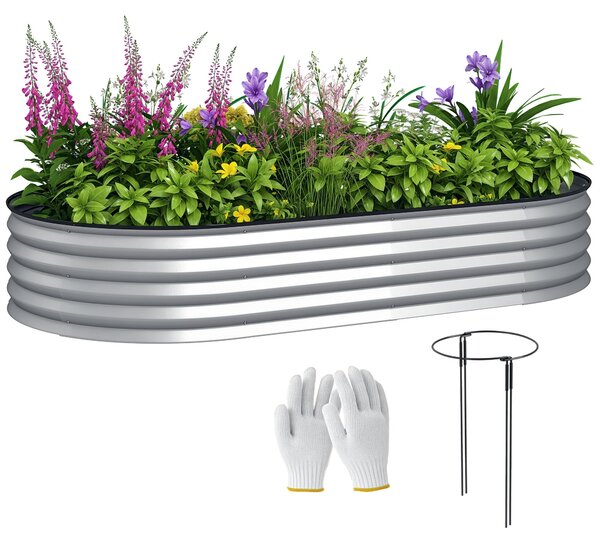 Outsunny pozinkovaný vyvýšený záhon s gumovou hranou a otevřeným dnem — 181 x 93 x 30 cm, stříbrný | Aosom