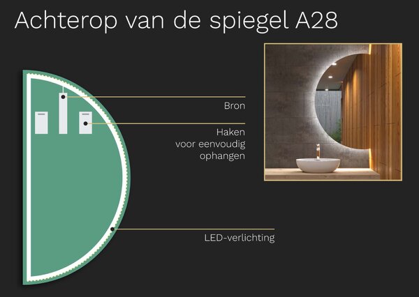 Atypické zrcadlo do koupelny s LED osvětlením A28