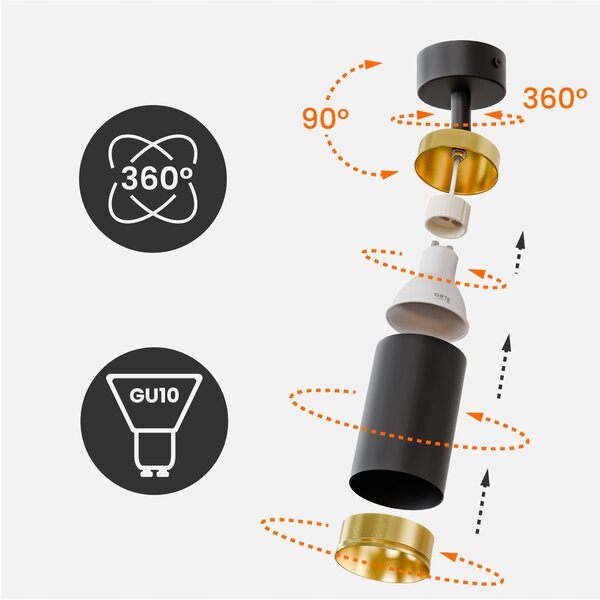 Přisazené bodové svítidlo GU10, nastavitelné, Ø 60 mm