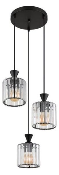 GLOBO 15742-3 JORDANA závěsné svítidlo D320mm 3xE27 černá, průhledná
