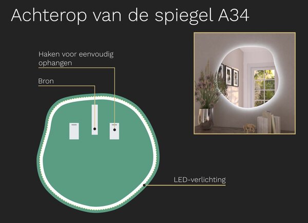 Organické LED zrcadlo s osvětlením A34